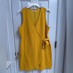 Madewell Yellow Sleeveless Faux Wrap Mini Dress with Side Tie